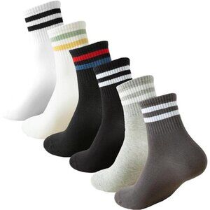 Cotton Fashion Striped Crew Socks, 6 Pairs of Soft Ankle Socks for Women,